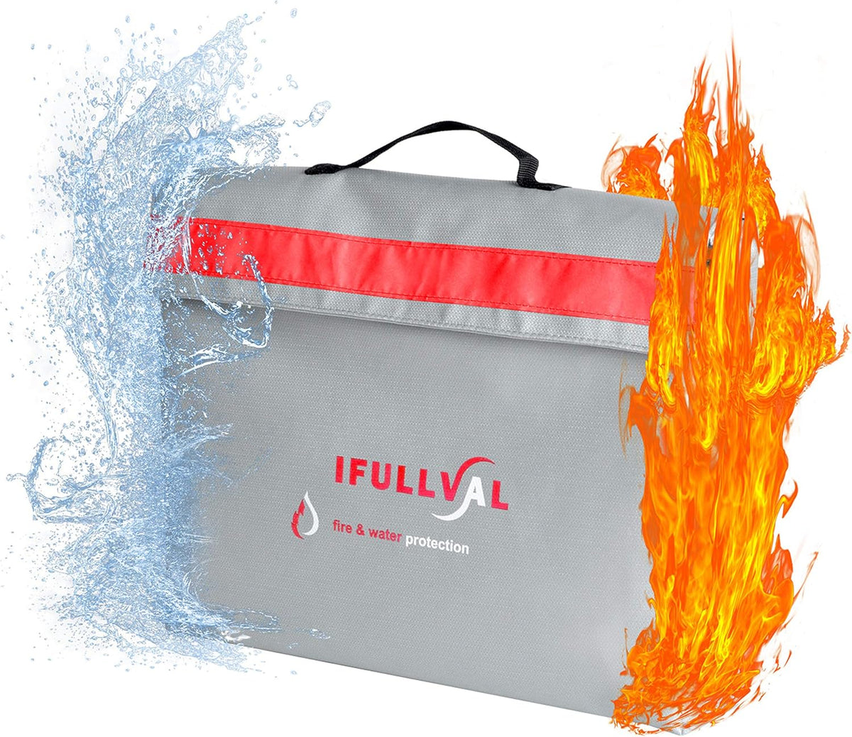 Ifullval Fireproof Document Bag – Fire & Water Resistant Safe Storage for Cash, Jewelry, Documents – Withstands up to 2,000°F