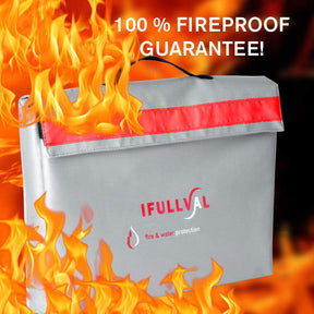 Ifullval Fireproof Document Bag – Fire & Water Resistant Safe Storage for Cash, Jewelry, Documents – Withstands up to 2,000°F