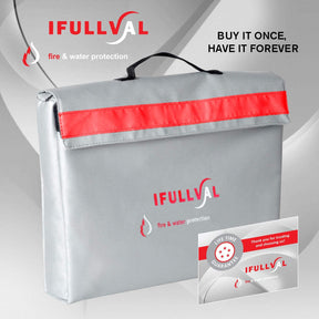 Ifullval Fireproof Document Bag – Fire & Water Resistant Safe Storage for Cash, Jewelry, Documents – Withstands up to 2,000°F