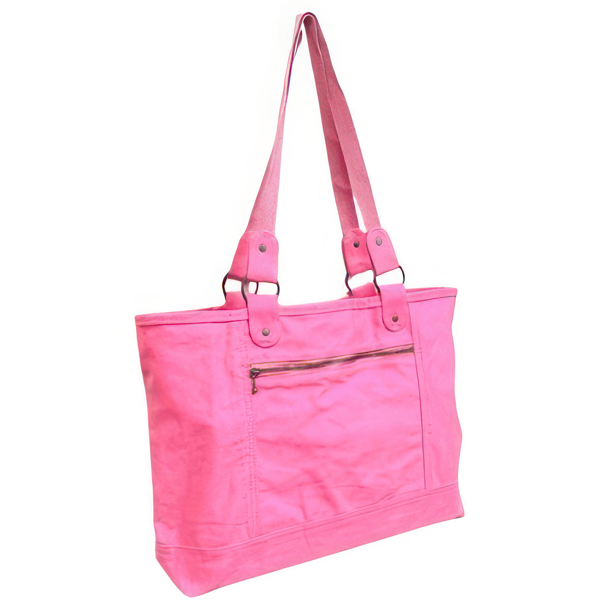 Watermelon Pink Cotton Tote Bag – Large Campus Shoulder Tote