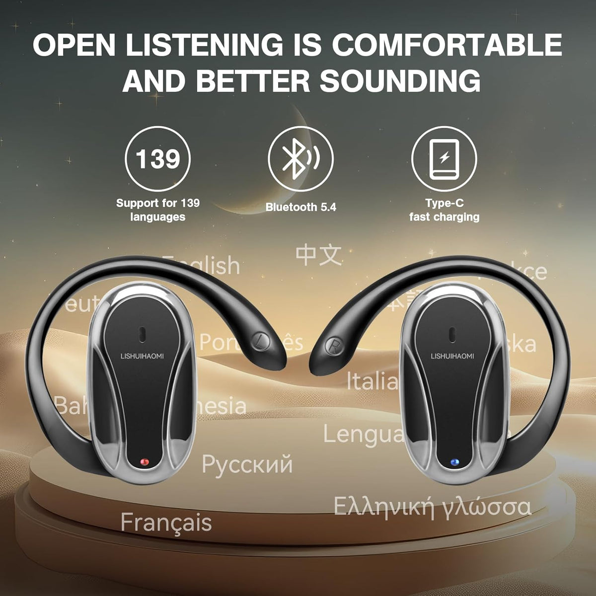 Real-Time Translation Earbuds – 139 Languages, Offline Mode, HD Sound & Long Battery Life