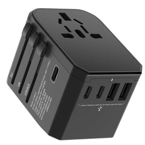 Universal Travel Adapter with 3 USB-C & 2 USB-A Ports – All-in-One International Plug for 200+ Countries