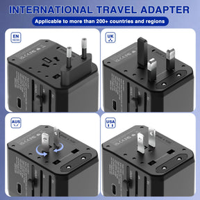 Universal Travel Adapter with 3 USB-C & 2 USB-A Ports – All-in-One International Plug for 200+ Countries
