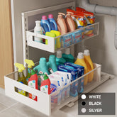 Under Sink Pull-Out Cabinet Organizer – 2-Tier Sliding Drawers, Adjustable Height