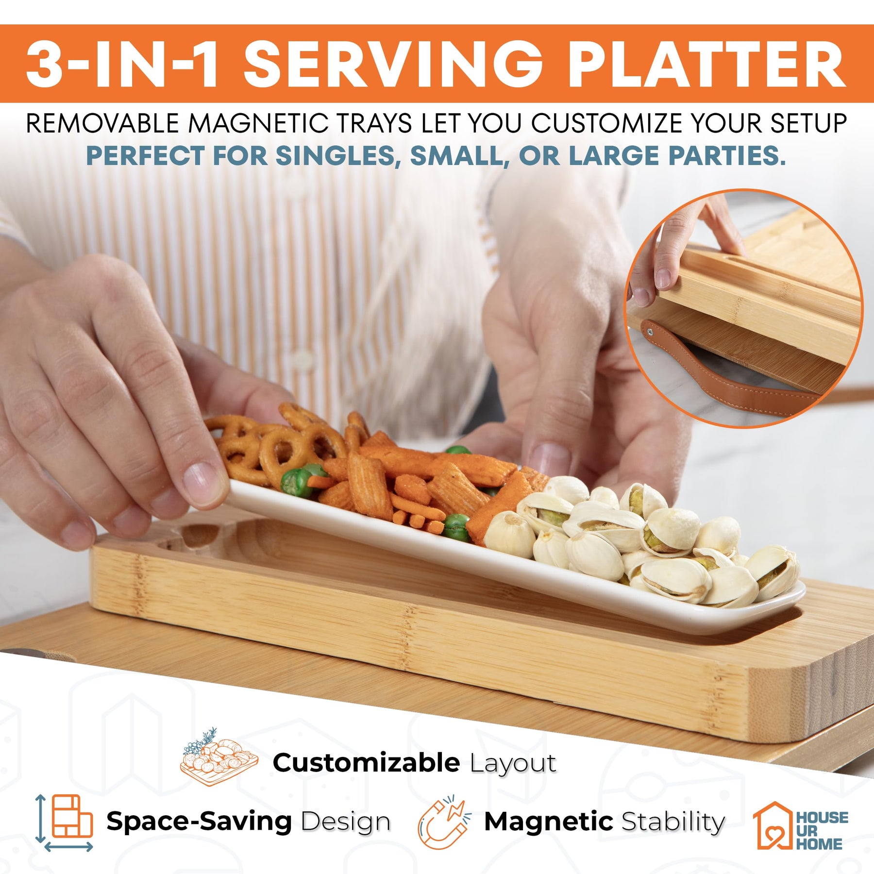 Bamboo Charcuterie Gift Set with Removable Magnetic Trays
