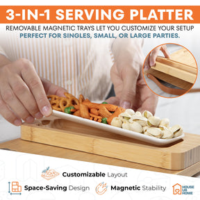 Bamboo Charcuterie Gift Set with Removable Magnetic Trays
