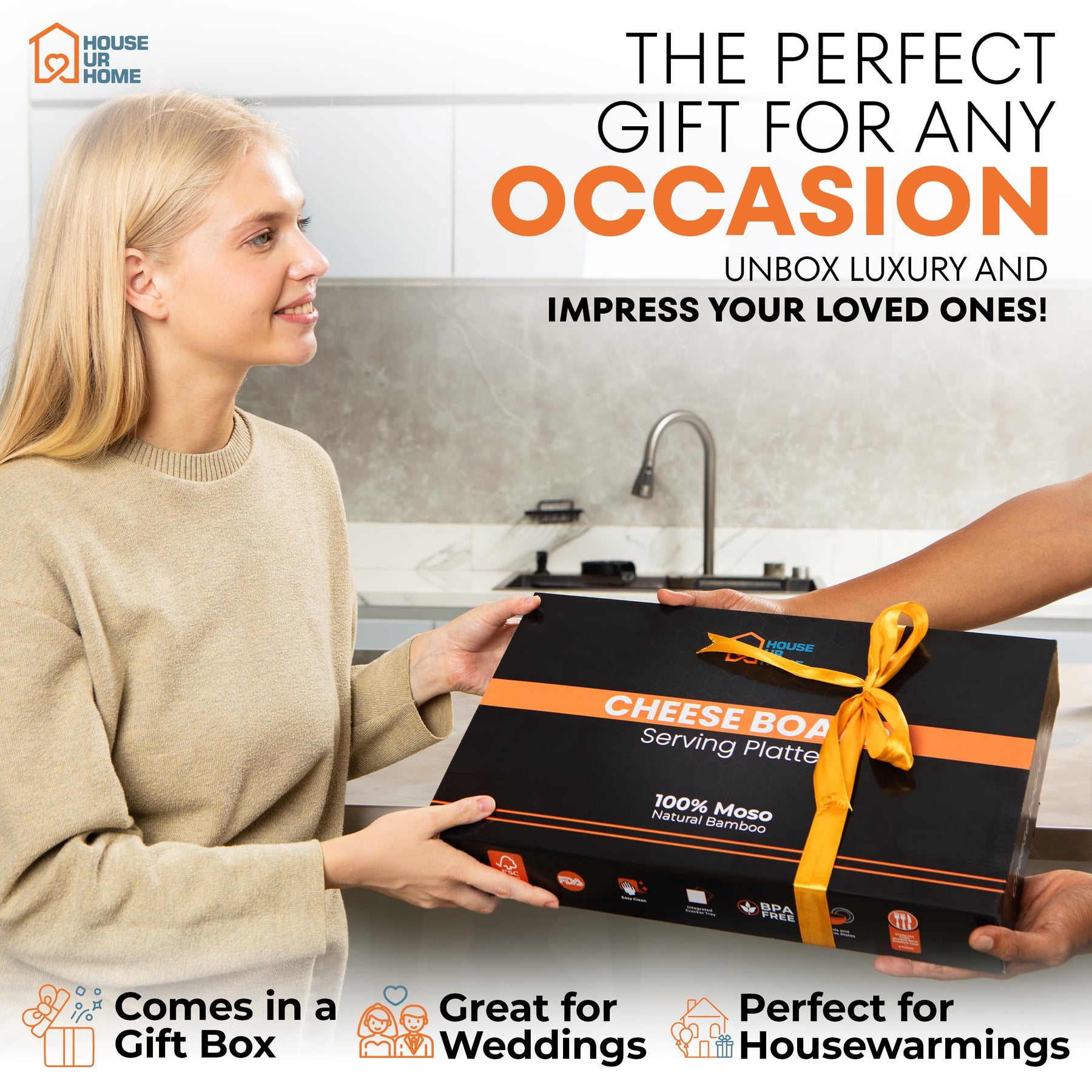 Bamboo Charcuterie Gift Set with Removable Magnetic Trays