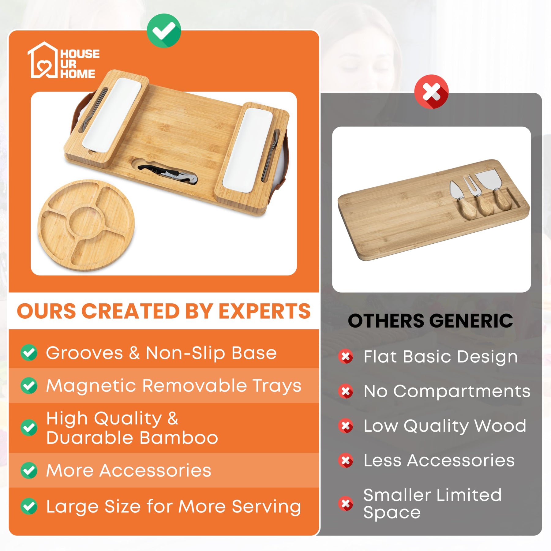 Bamboo Charcuterie Gift Set with Removable Magnetic Trays