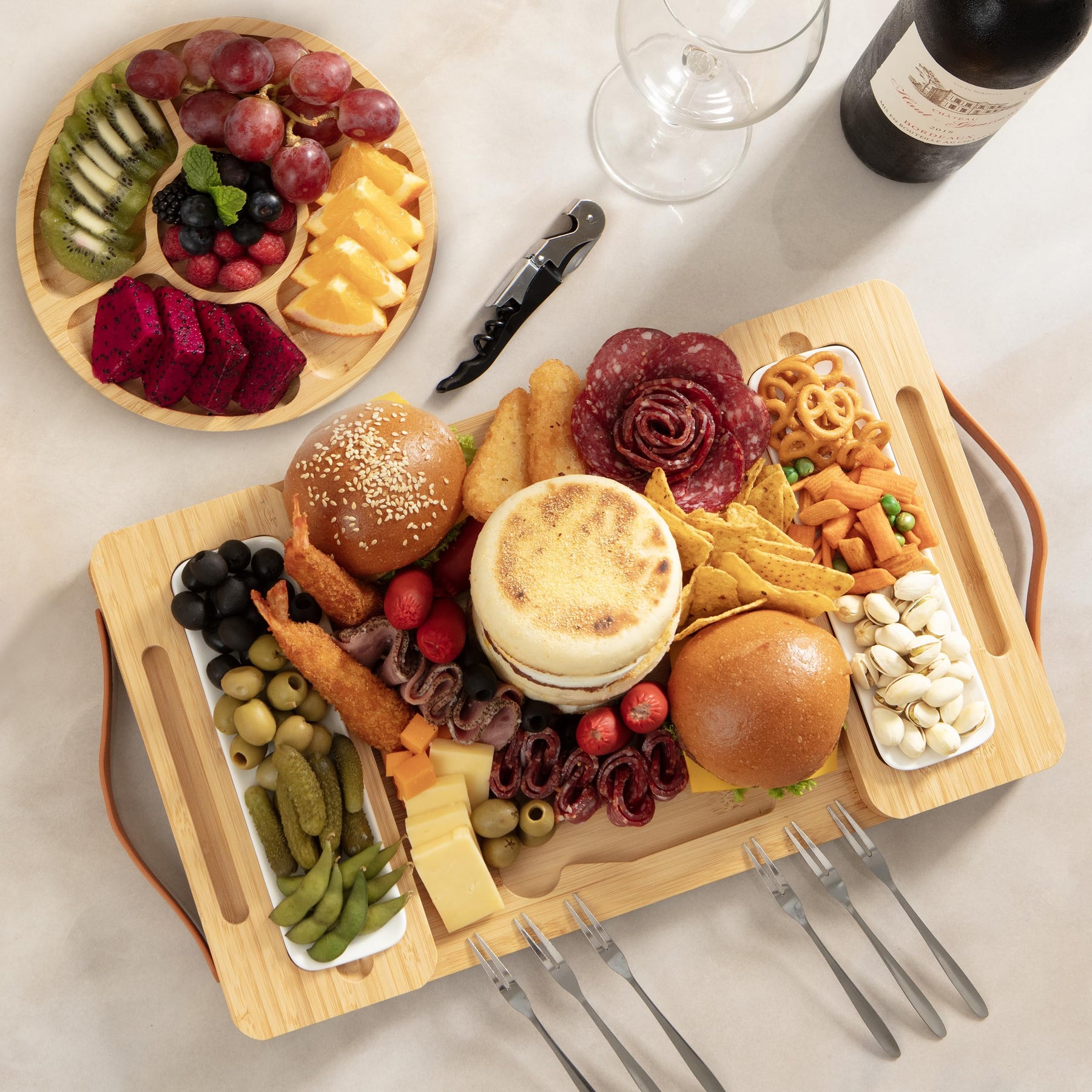 Bamboo Charcuterie Gift Set with Removable Magnetic Trays