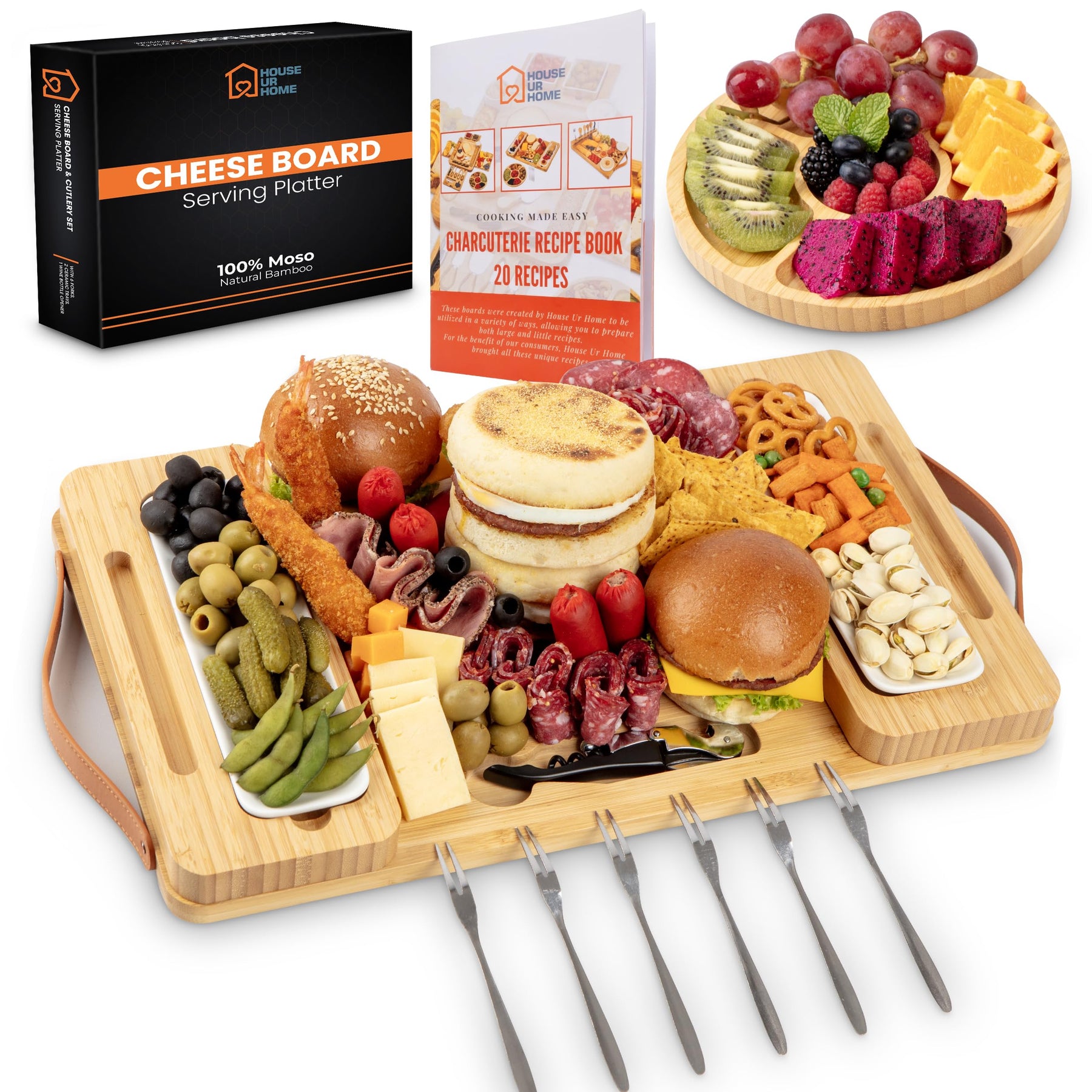 Bamboo Charcuterie Gift Set with Removable Magnetic Trays