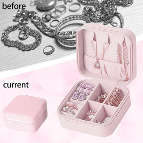 Mini Travel Jewelry Box – PU Leather Organizer for Earrings, Rings & Necklaces