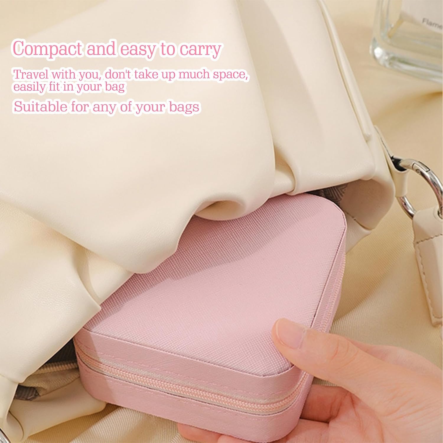 Mini Travel Jewelry Box – PU Leather Organizer for Earrings, Rings & Necklaces