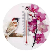 Colorful Bird & Flower Outdoor Thermometer - Charming Window Decor