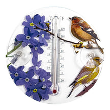 Colorful Bird & Flower Outdoor Thermometer - Charming Window Decor