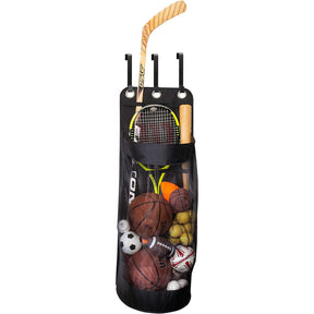 Over-The-Door Mesh Sports Organizer – Ball, Bat & Racket Storage