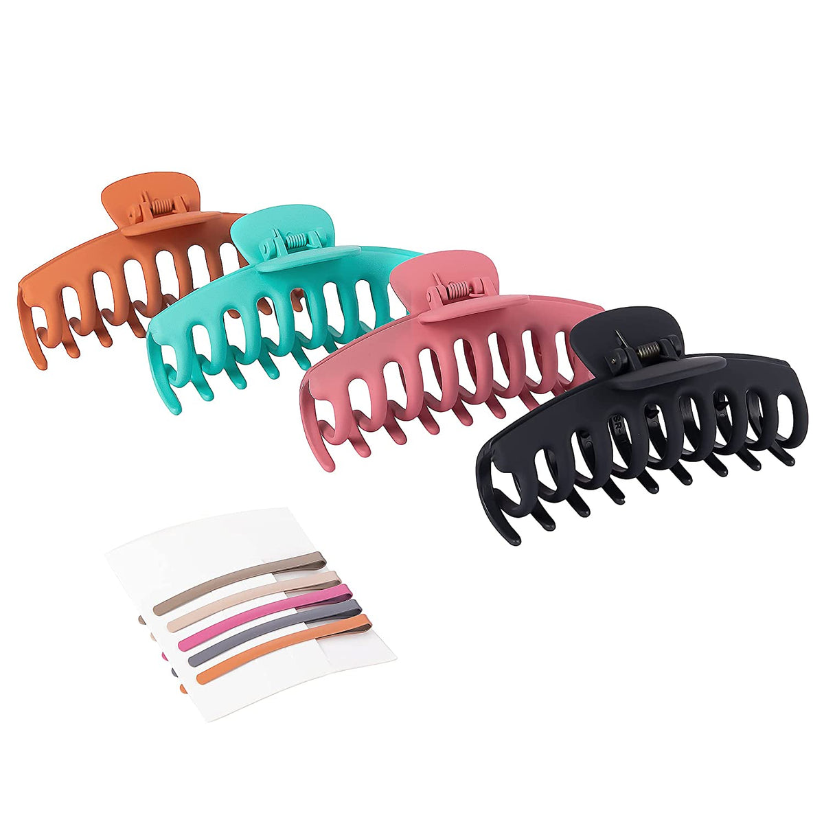 Hair Clips Set Matte Non-Slip Claw Clips Bobby Pins All Hair Types WACHLL 3 Inch Hair Claw Clips for Women - Set of 9 Nonslip  main image 4