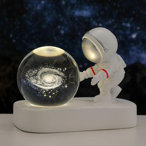 3D Galaxy Crystal Ball Astronaut Night Light – LED Space Lamp with Warm Glow