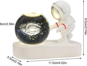 3D Galaxy Crystal Ball Astronaut Night Light – LED Space Lamp with Warm Glow