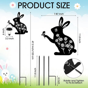 Black Rabbit Solar Garden Lantern – LED Lighted Bunny Yard Stake, 47.2" Tall