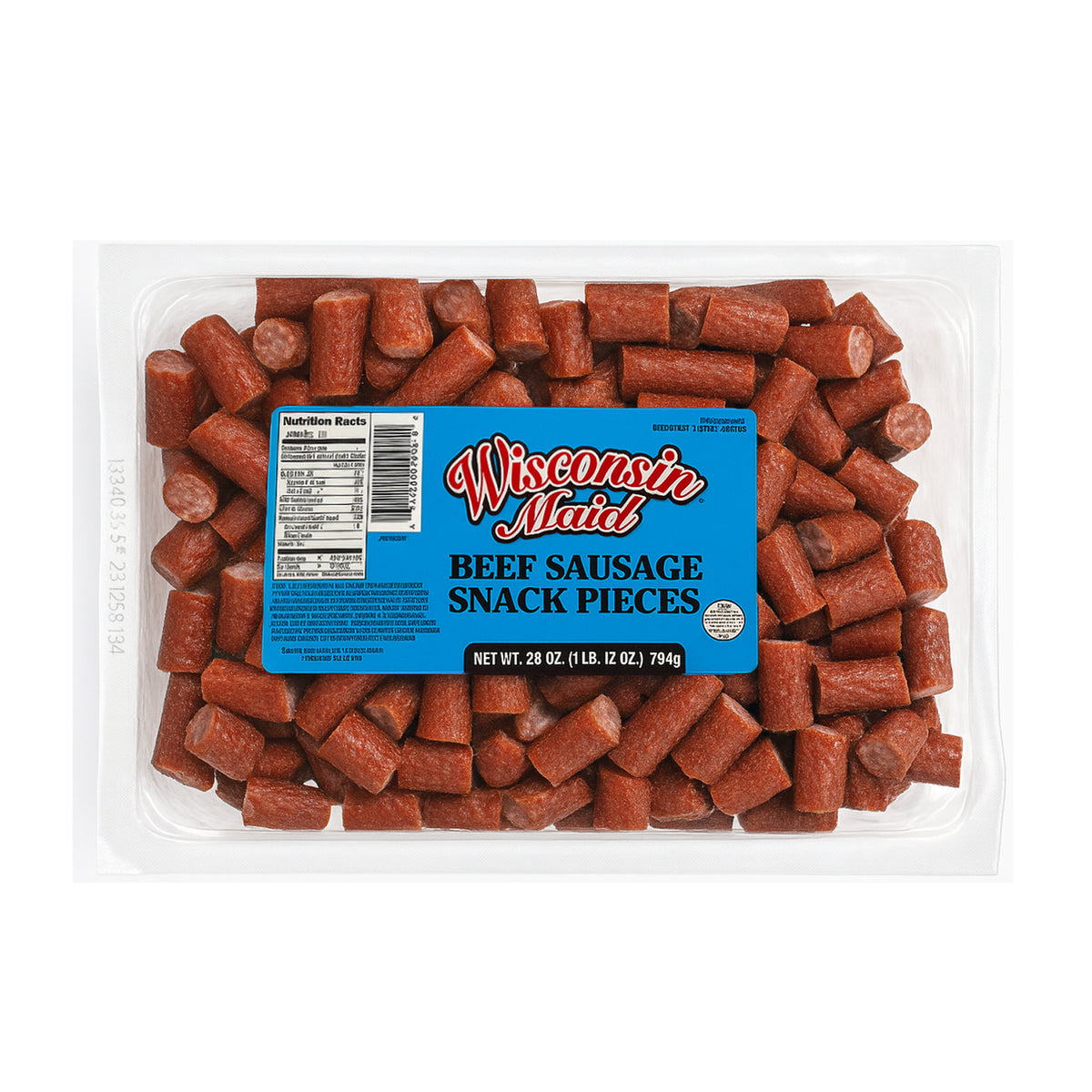Wisconsin Maid Beef Sausage Snack Pieces – 28 oz Naturally Smoked Beef Sticks