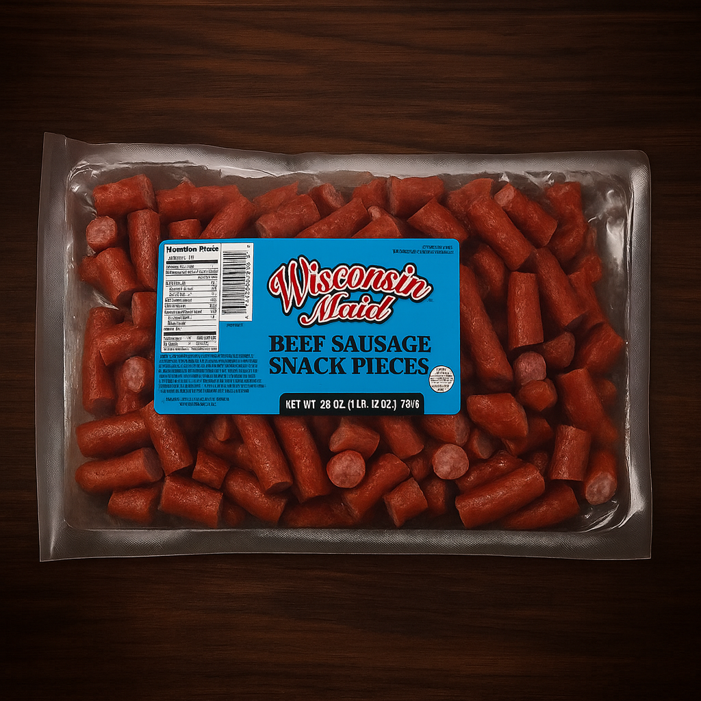 Wisconsin Maid Beef Sausage Snack Pieces – 28 oz Naturally Smoked Beef Sticks