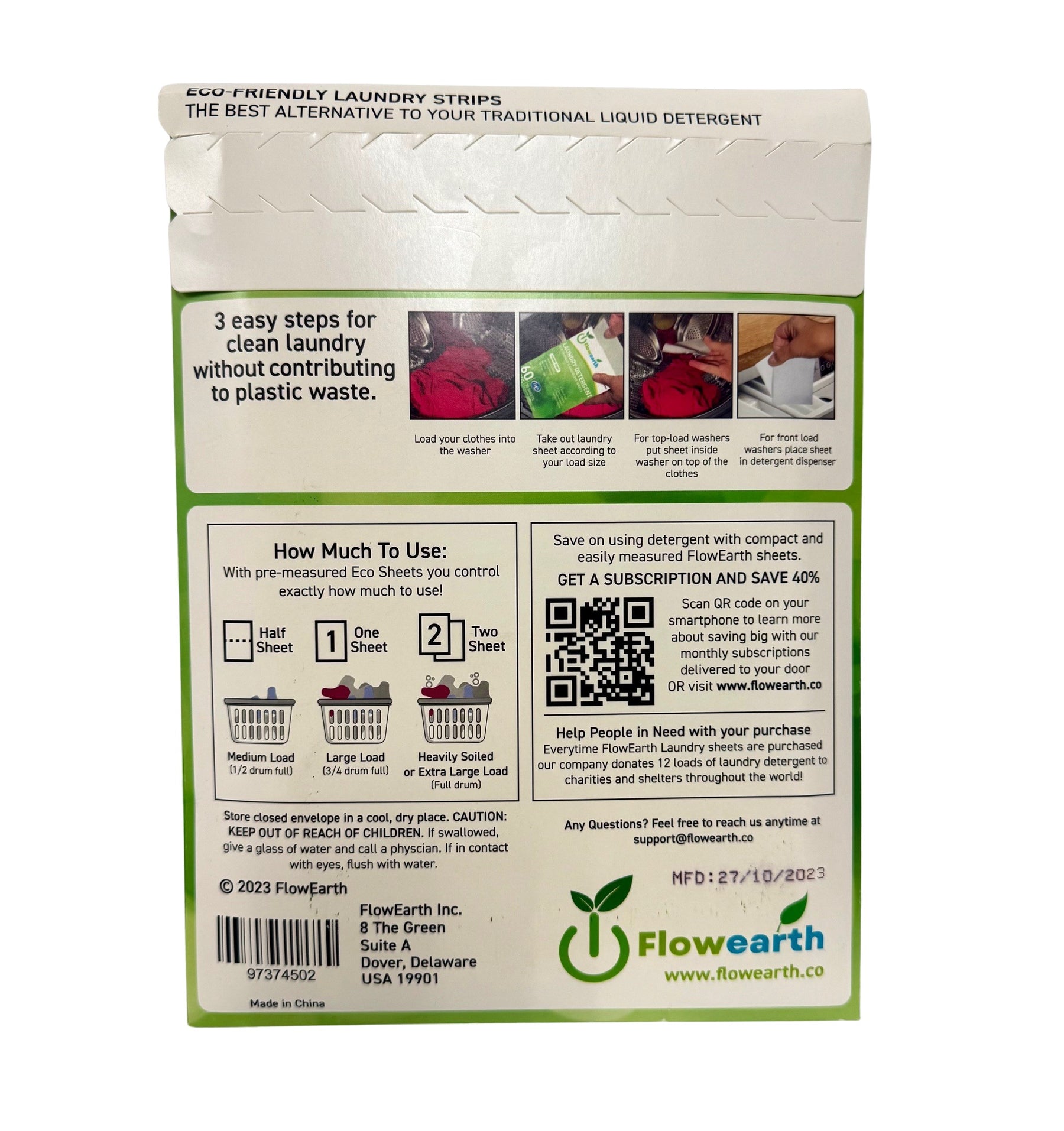 Flowearth Laundry Detergent Sheets – Fresh Scent, 30 Sheets (Up to 60 Loads)