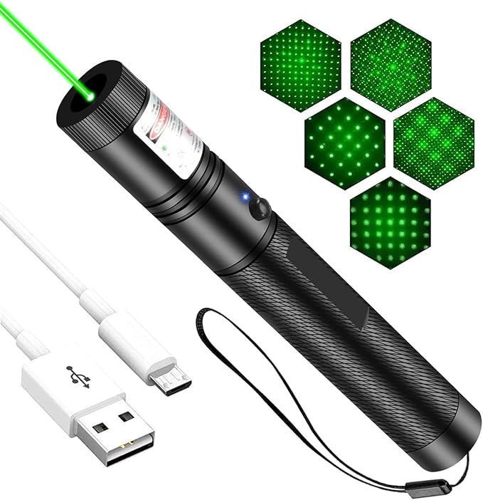 Laser Pointer Amazon Green High-Power Laser Pointer – Long-Range, USB-Rechargeable, Aluminu