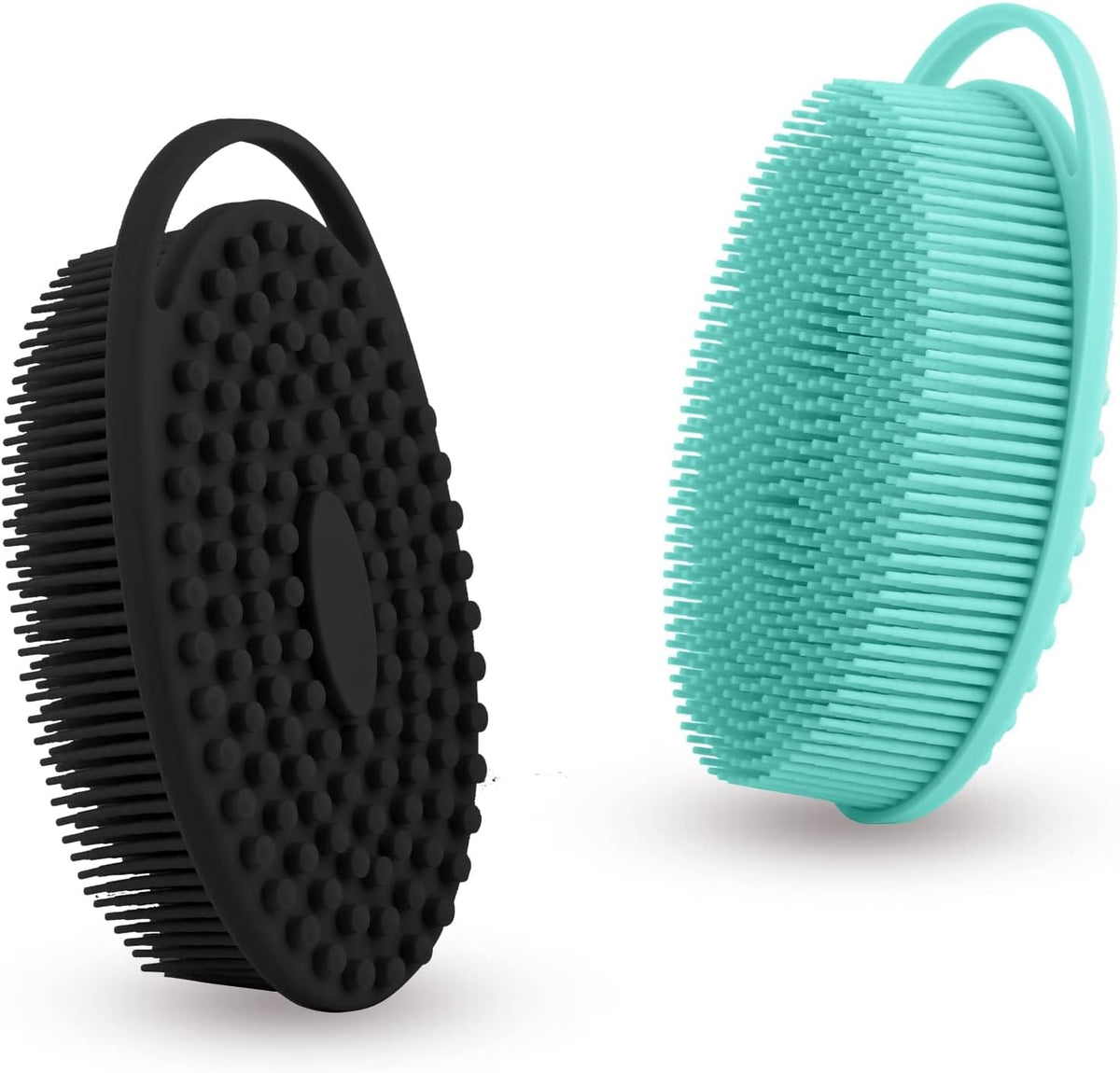 Soft Silicone Body Scrubber – 2-Pack (Black & Green), Double-Sided for Sensitive Skin