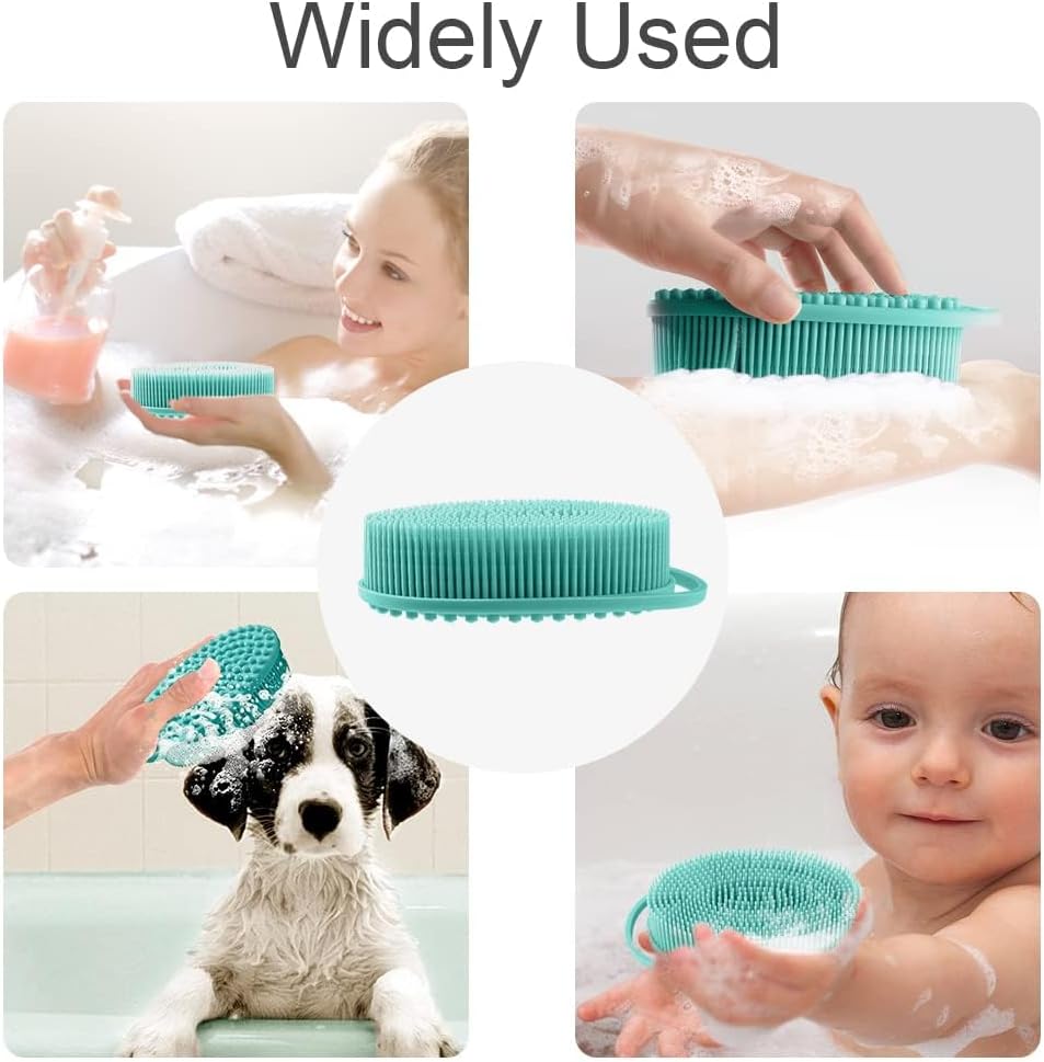 Soft Silicone Body Scrubber – 2-Pack (Black & Green), Double-Sided for Sensitive Skin