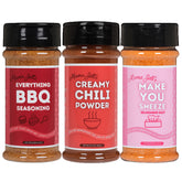 Mama Jill’s Seasoning Trio – 3-Pack (5.5 oz Each): Everything BBQ, Make You Sneeze Salt, Creamy Chili Powder