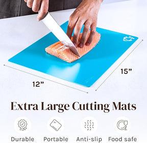 6pk Extra Thick Flexible Plastic Cutting Board Mats – EZ-Grip, Dishwasher Safe