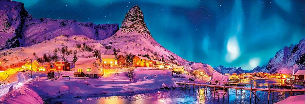 Clementoni 1000pc Panoramic Puzzle – Colorful Night Over Lofoten