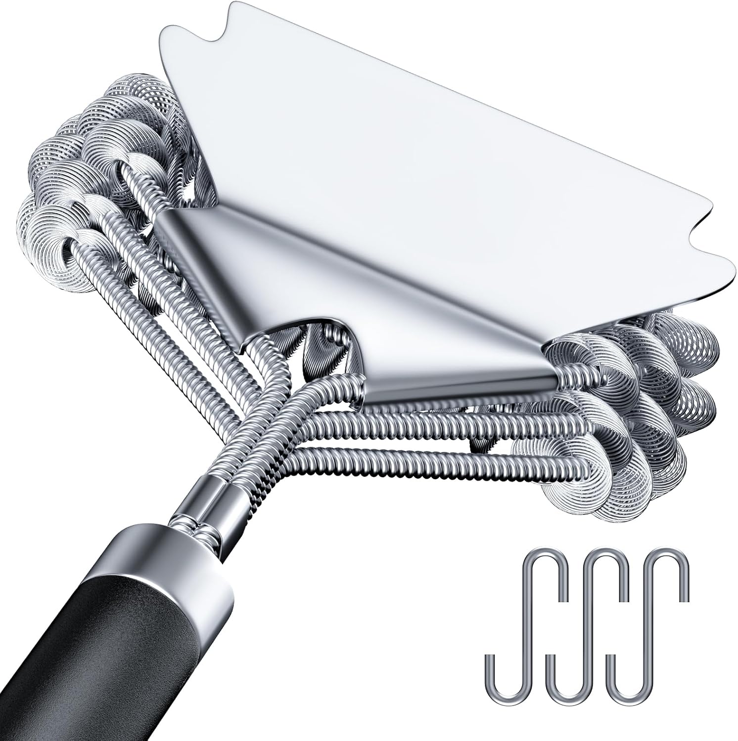 Stainless Steel Grill Brush with Scraper – Heat Resistant BBQ Cleaner