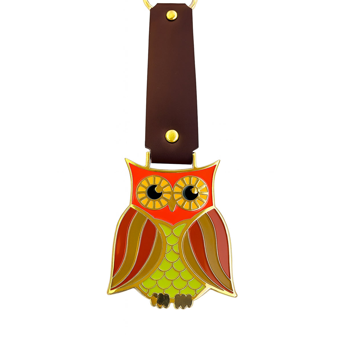 Retro Metal Owl with Leather Strap Keychain – 6.5"