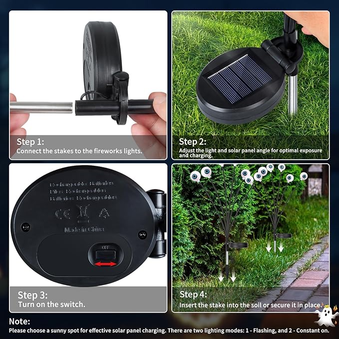 Scary Eyeballs Solar Pathway Lights – Waterproof with Flashing Modes