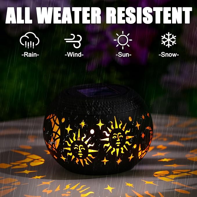 Solar Table Lantern – Waterproof with Flickering Flame & 7-Color Light Modes