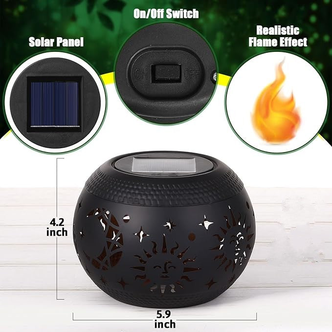 Solar Table Lantern – Waterproof with Flickering Flame & 7-Color Light Modes