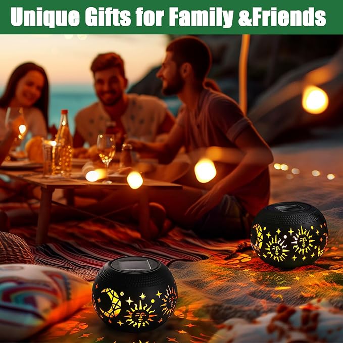 Solar Table Lantern – Waterproof with Flickering Flame & 7-Color Light Modes