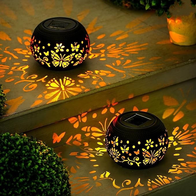 Solar Table Lantern – Waterproof with Flickering Flame & 7-Color Light Modes