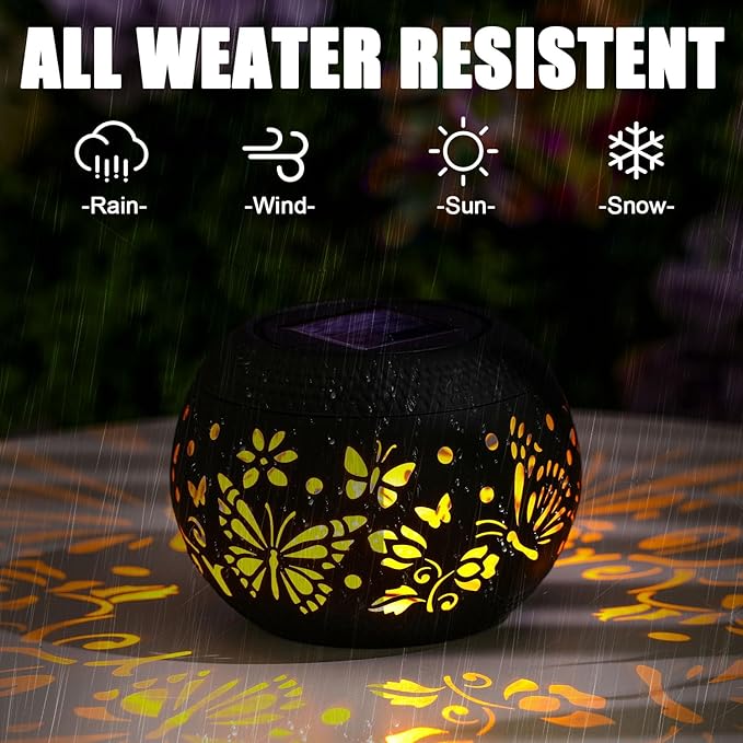 Solar Table Lantern – Waterproof with Flickering Flame & 7-Color Light Modes