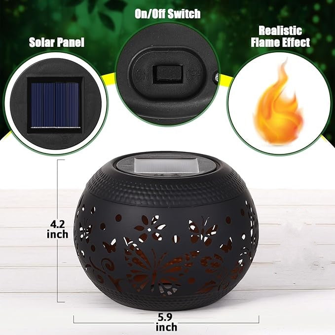 Solar Table Lantern – Waterproof with Flickering Flame & 7-Color Light Modes
