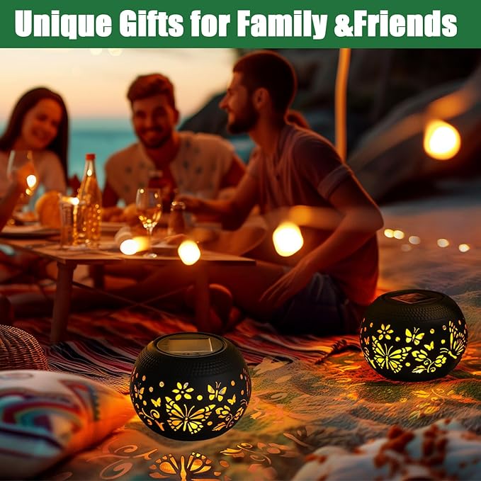 Solar Table Lantern – Waterproof with Flickering Flame & 7-Color Light Modes