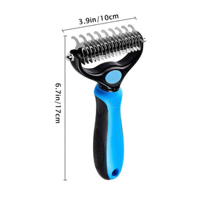 Deshedder Brush for Dogs & Cats – Double-Sided Undercoat Rake for Mats & Shedding