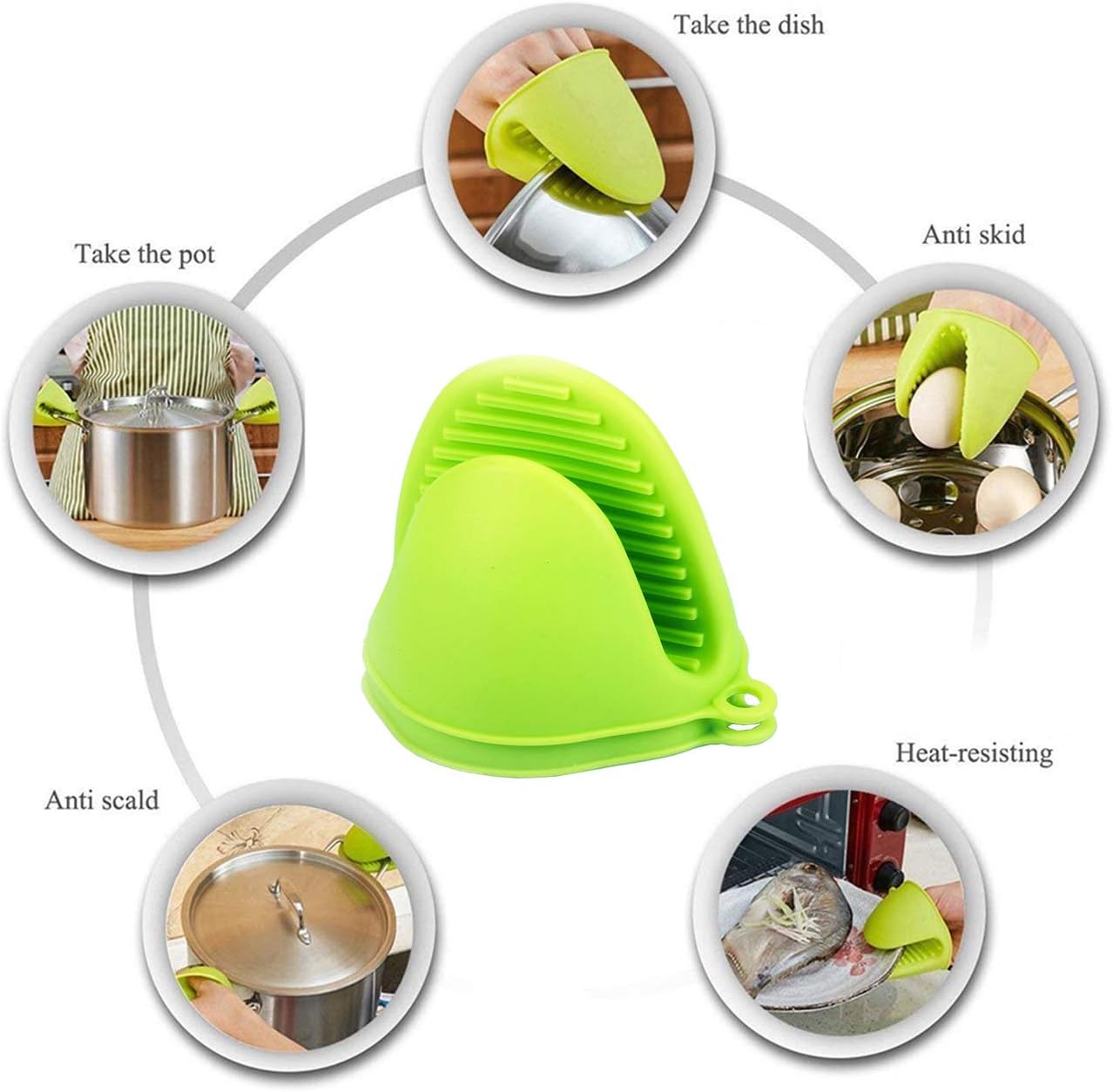2pk Silicone Oven Mini Mitts – Heat Resistant Pinch Grip Gloves