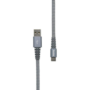 RoadKing 6 ft. Heavy-Duty USB-C Charge & Sync Cable – Silver Nylon Braided