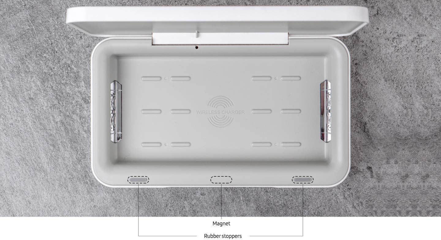 Samsung Qi Wireless Charger & UV Sanitizer – Fast Wireless Charging & 99% Germ Removal