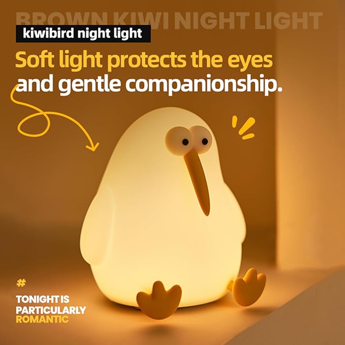 Squishy Kiwi Bird Bedside Lamp – Rechargeable & Dimmable Night Light