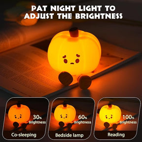 Squishy Pumpkin Bedside Lamp – Rechargeable & Dimmable Night Light