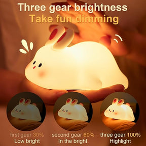 Squishy Rabbit Bedside Lamp – Rechargeable Dimmable Silicone Night Light