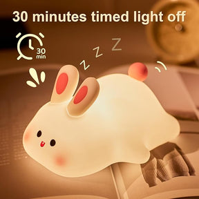 Squishy Rabbit Bedside Lamp – Rechargeable Dimmable Silicone Night Light